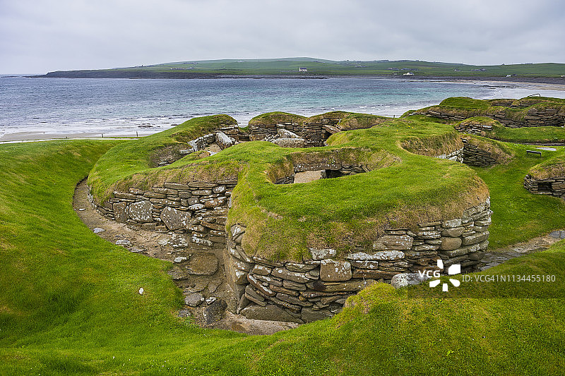 英国苏格兰奥克尼群岛主岛：斯卡拉布雷新石器时代遗址图片素材