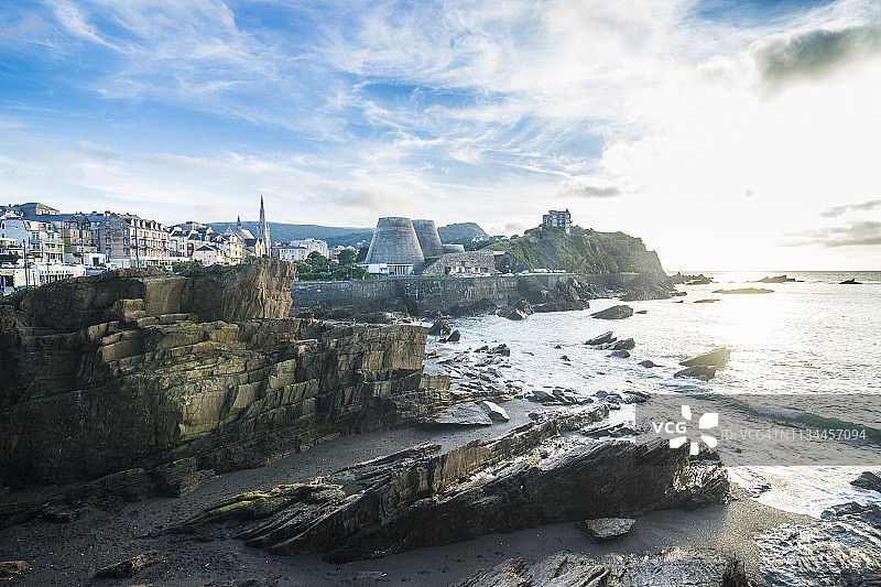 英国英格兰德文郡伊尔fracombe海滨日落图片素材