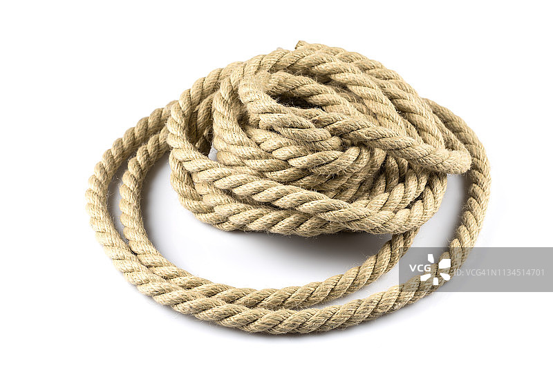白色背景上的扭曲粗绳图片素材