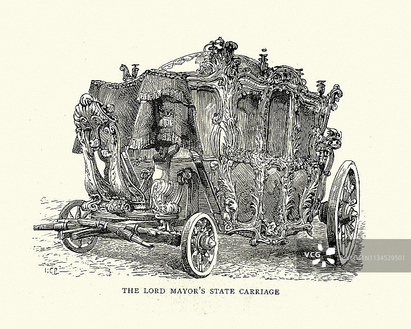 19世纪伦敦市长官邸马车图片素材