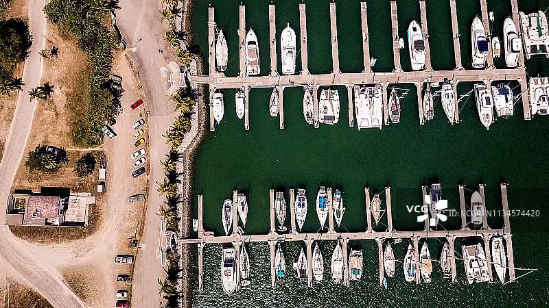 墨西哥纳亚里特蓬塔德米塔码头日落的航拍景色图片素材