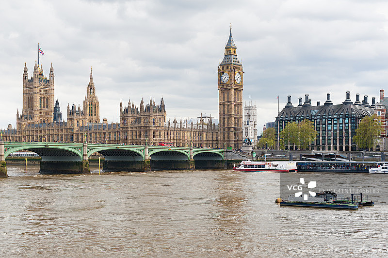 伦敦议会大厦、波特卡利斯楼和威斯敏斯特桥图片素材