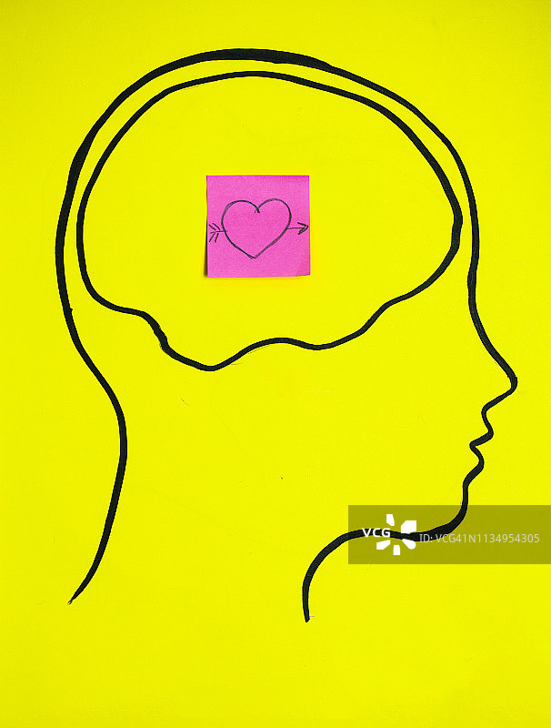 头脑中的想法概念艺术：关于爱情的思考图片素材