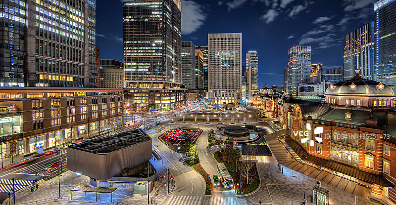 日本东京车站全景夜景图片素材