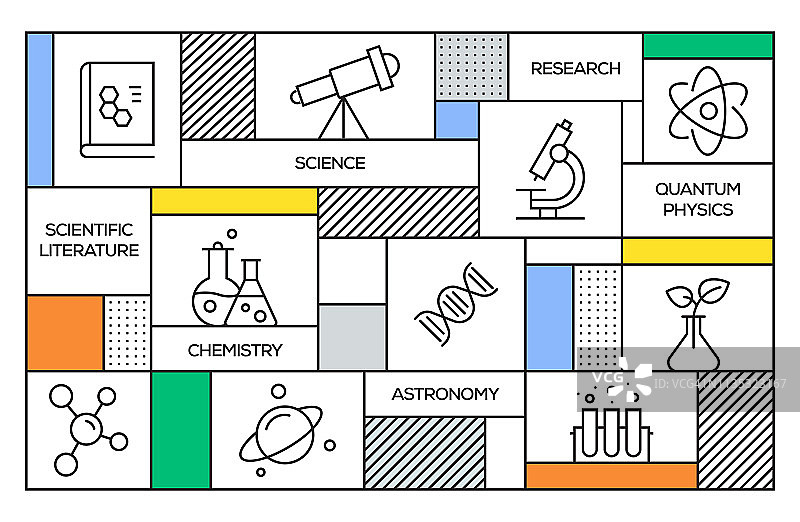 科学概念：几何复古风格banner和海报图片素材