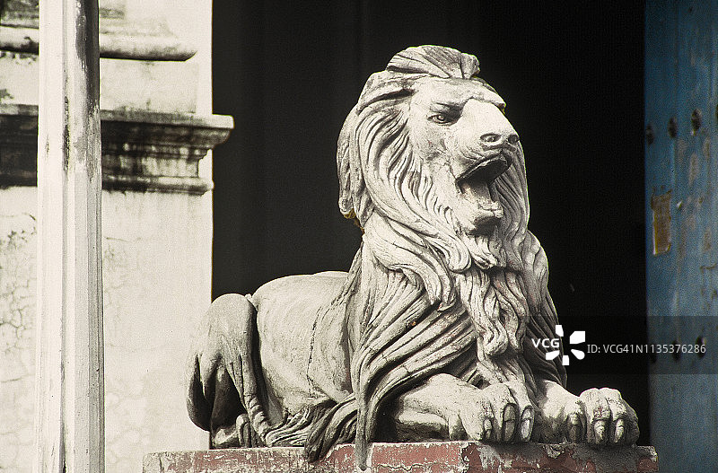 尼加拉瓜莱昂大教堂外的狮子雕塑图片素材