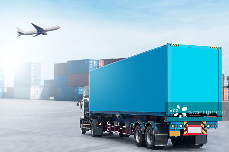 卡车集装箱运输服务和空运图片素材