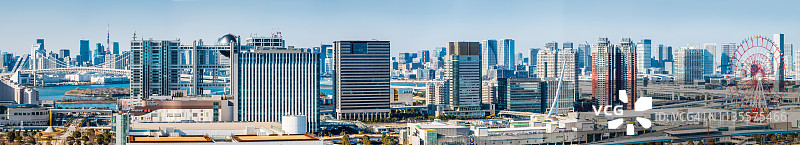 东京湾御台场标志性建筑空中全景娱乐休闲区图片素材