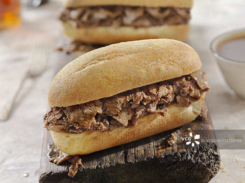 法式蘸汁牛肉三明治图片素材