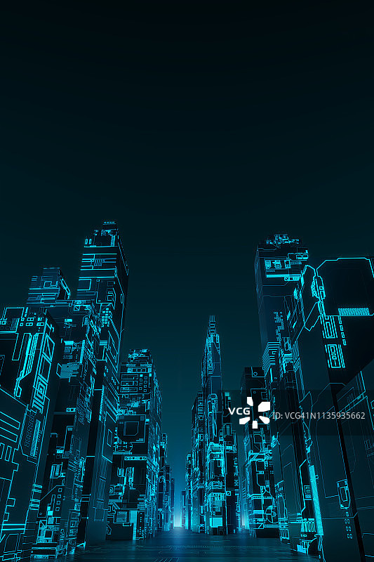 发光的未来城市肖像图片素材