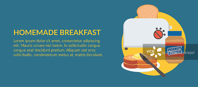 可爱的早餐食品banner——吐司图片素材
