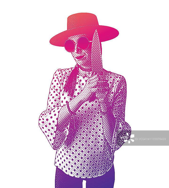 拿着刀的时尚女性图片素材