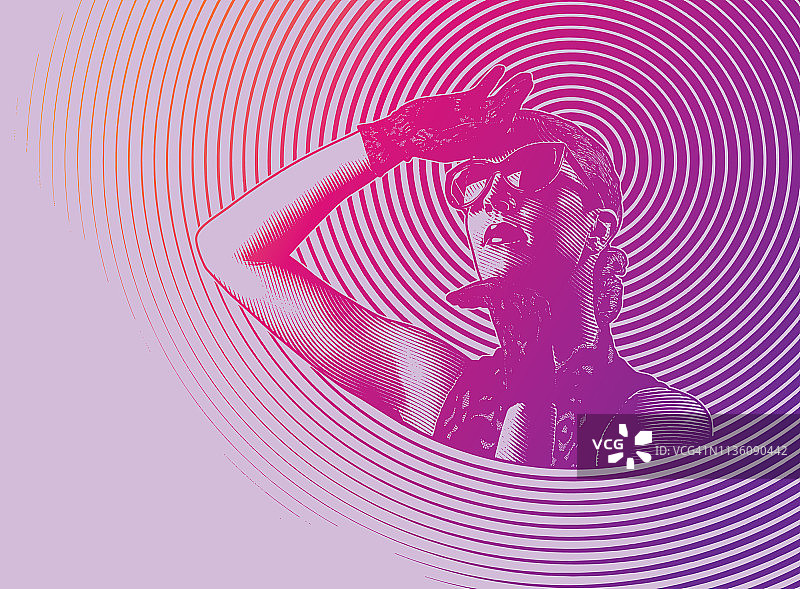 带有半色调图案的迷人女性图片素材