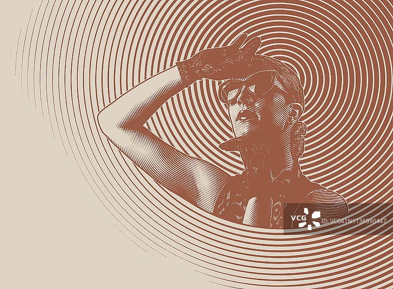 带有半色调图案的迷人女性图片素材