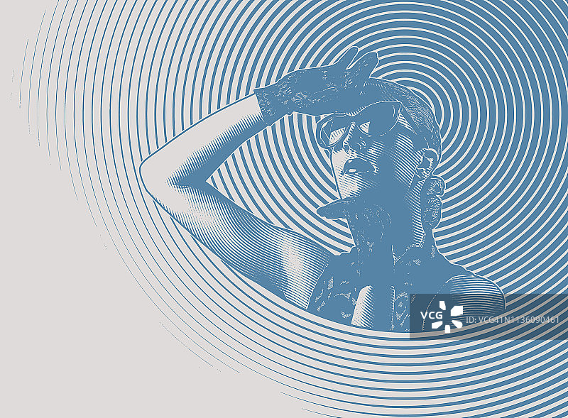 带有半色调图案的迷人女性图片素材