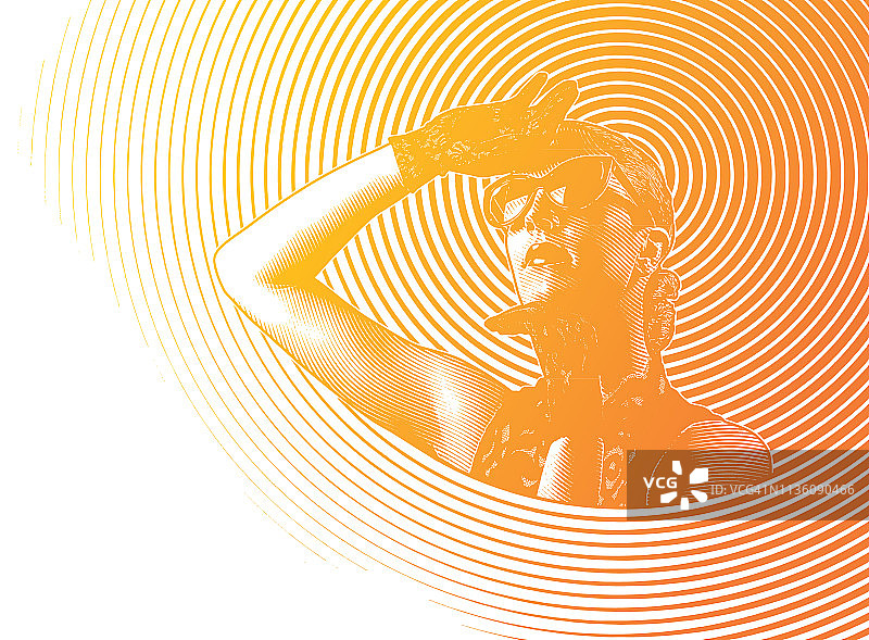 带有半色调图案的迷人女性图片素材