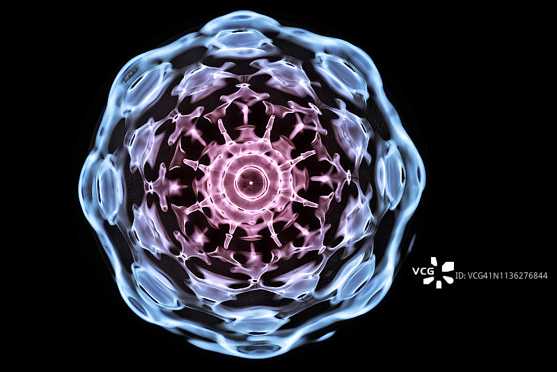 在不同频率的声音驱动下，水的Cymatic模式图片素材