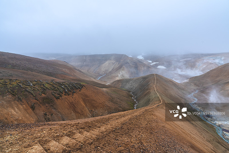 冰岛凯林加尔山脉的步行道图片素材