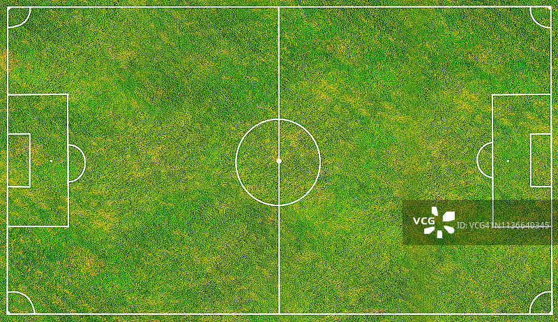 等待足球运动员比赛的美丽足球场/顶视图/航拍图片素材