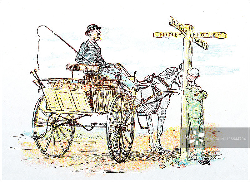 兰道夫·凯迪克古董彩色插画图片素材