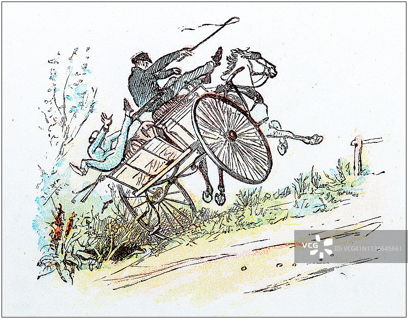 兰道夫·凯迪克古董彩色插画图片素材