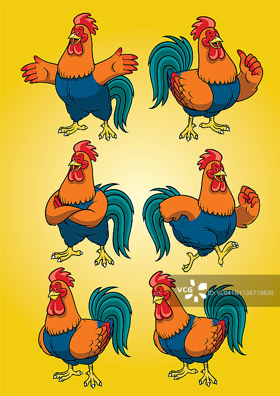 卡通风格公鸡合集图片素材