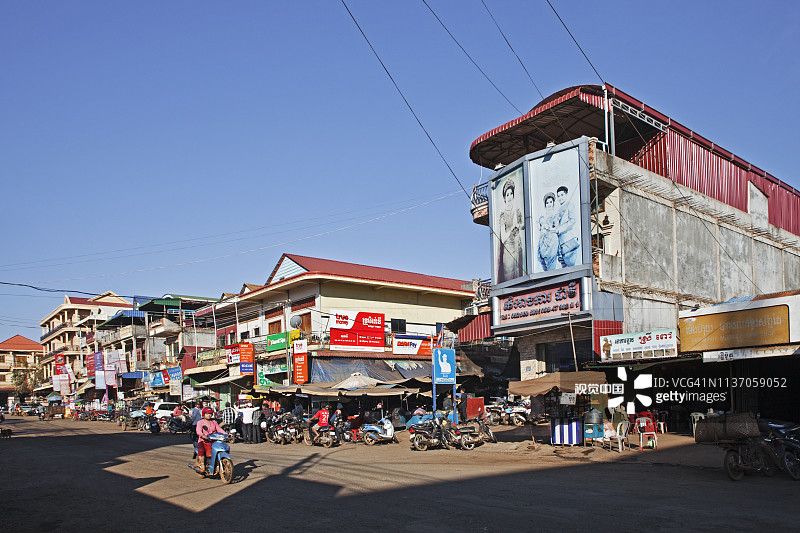 柬埔寨腊塔纳基里省班隆镇街景图片素材
