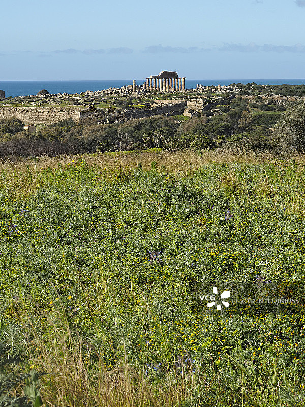 西西里岛塞利农特卫城和希腊神庙图片素材