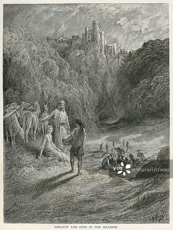 1889年的Geraint和Enid在草地上图片素材