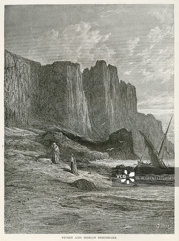 维维恩和梅林1889年版画图片素材