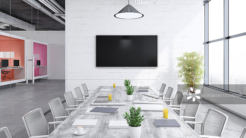 现代开放式办公室内景图片素材