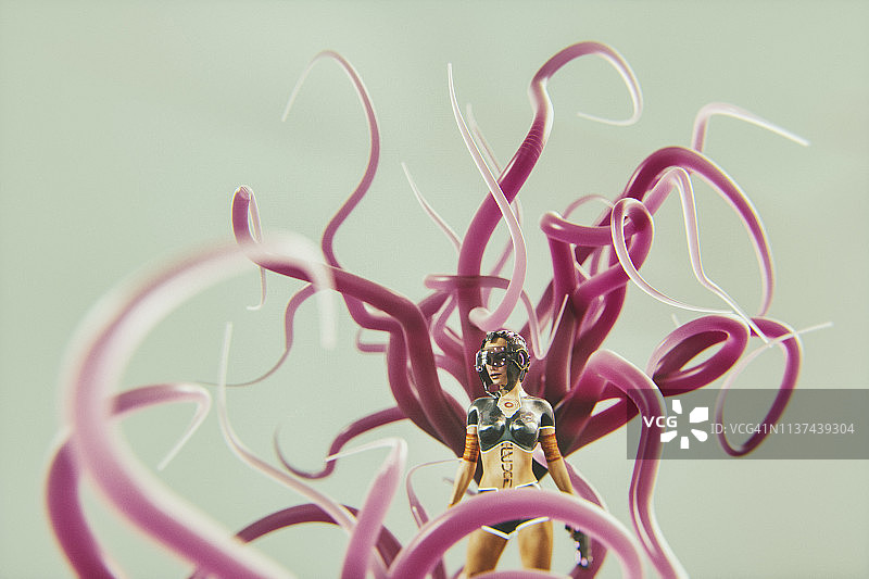 带有触手的未来半机械人图片素材