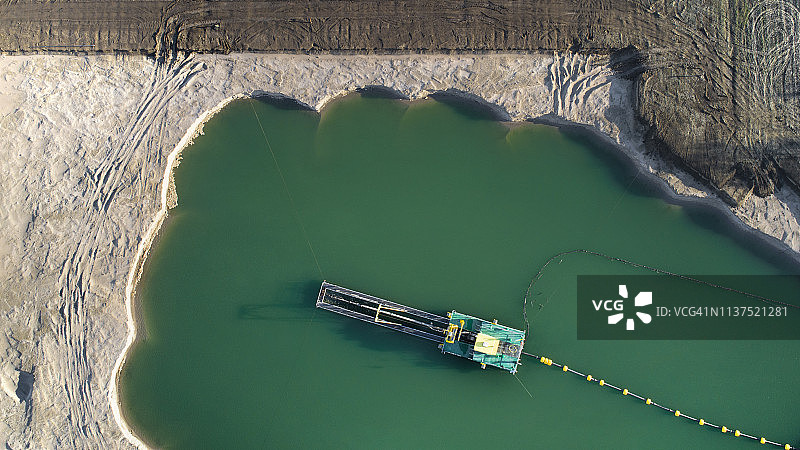砂石坑湖岸航拍景观图片素材