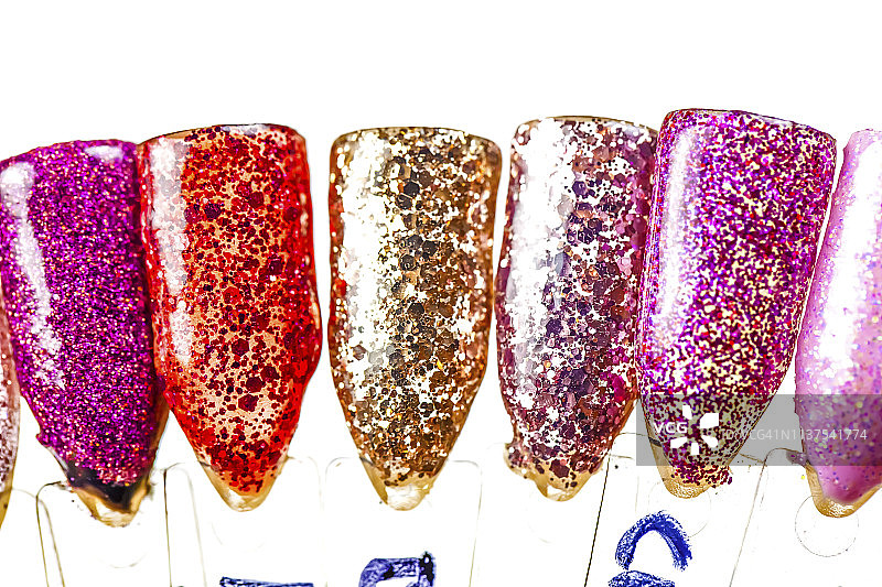 彩色人造指甲特写图片素材