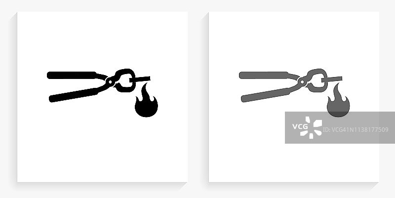 钳子加热金属黑色和白色方形图标图片素材
