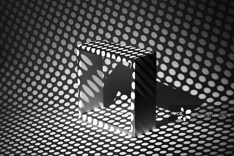 投射方形框架的斑点光线照片图片素材