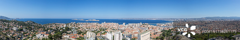 马赛守护圣母圣殿高角度景观图片素材