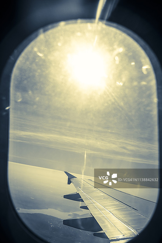 飞机机翼的航拍景色图片素材