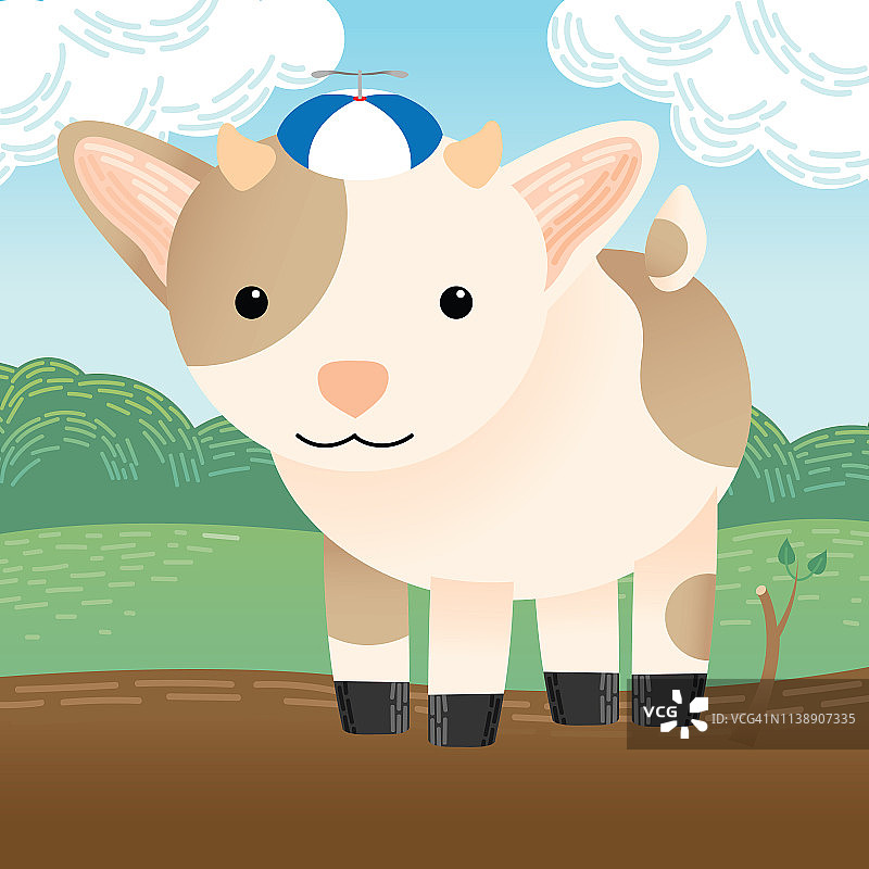 戴帽子的可爱山羊图片素材