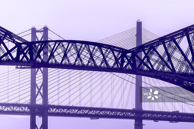 英国爱丁堡福斯河口福斯桥和皇后ferry渡口图片素材