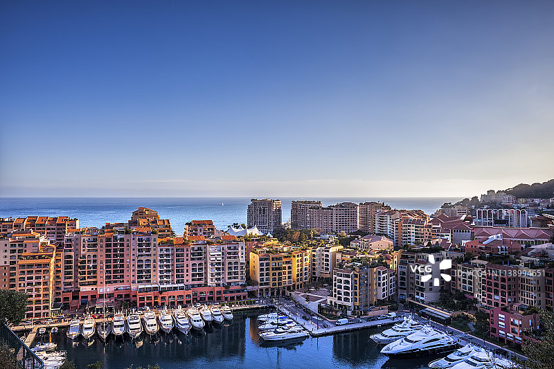 摩纳哥公国，摩纳哥，蒙特卡洛，芳维耶，芳维耶港图片素材