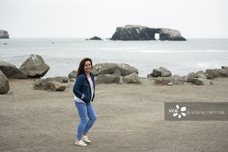 索诺玛海岸州立公园的珍纳山羊岩和山羊岩海滩，加利福尼亚州图片素材