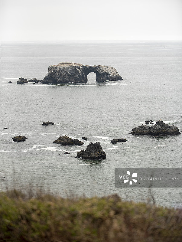 索诺玛海岸州立公园的珍纳山羊岩和山羊岩海滩，加利福尼亚州图片素材