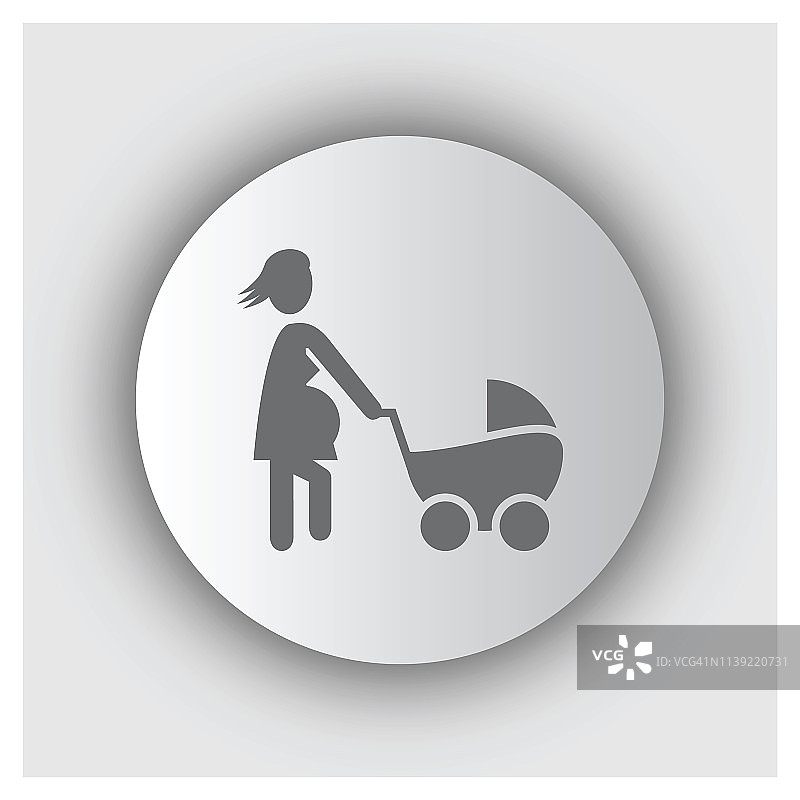带婴儿车母亲图标图片素材