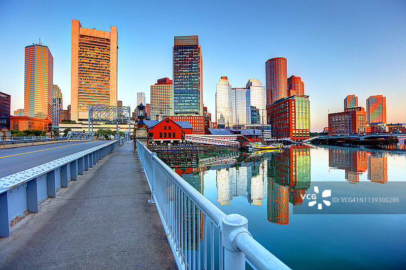沿福特角的波士顿天际线图片素材