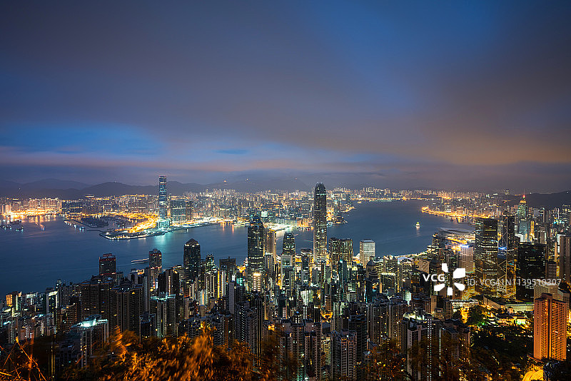 香港天际线日出图片素材