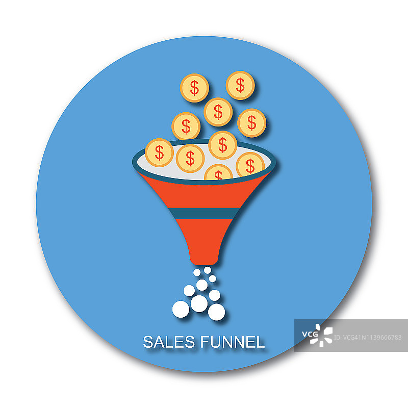 销售漏斗扁平概念插图图片素材