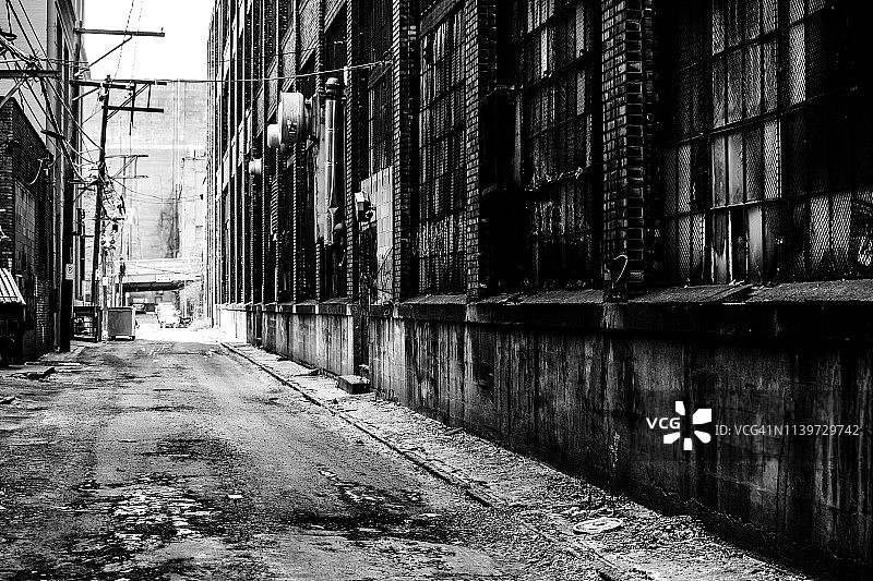 匹兹堡条带区的黑暗小巷图片素材