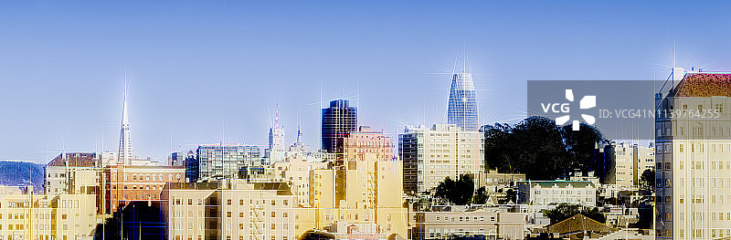 旧金山天际线，从太平洋高地拍摄，下午图片素材