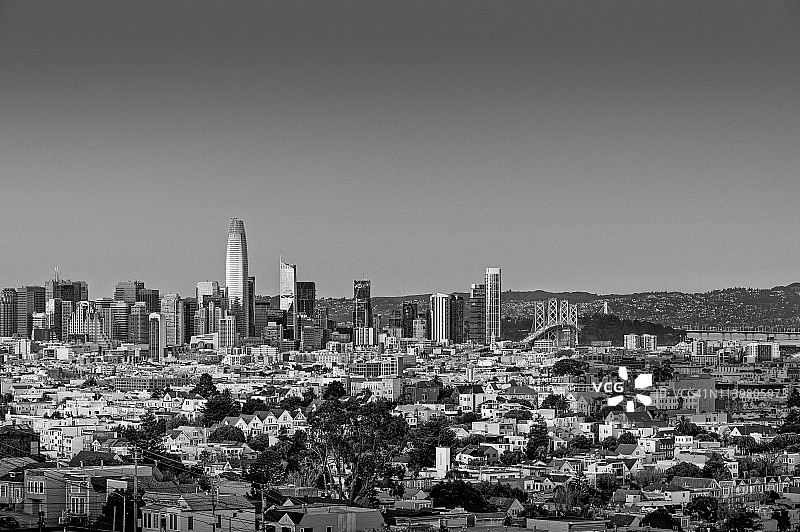 旧金山天际线黄昏时分高角度景观图片素材
